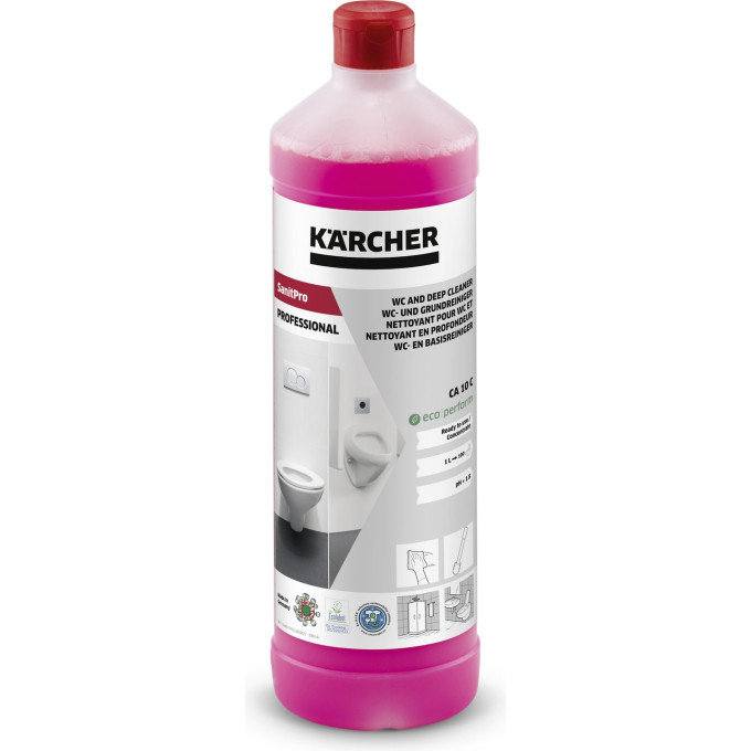 Средство для уборки в туалетах и общей чистки KARCHER SANITPRO CA 10 C ECO PERFORM концентрат 1л 6.295-677